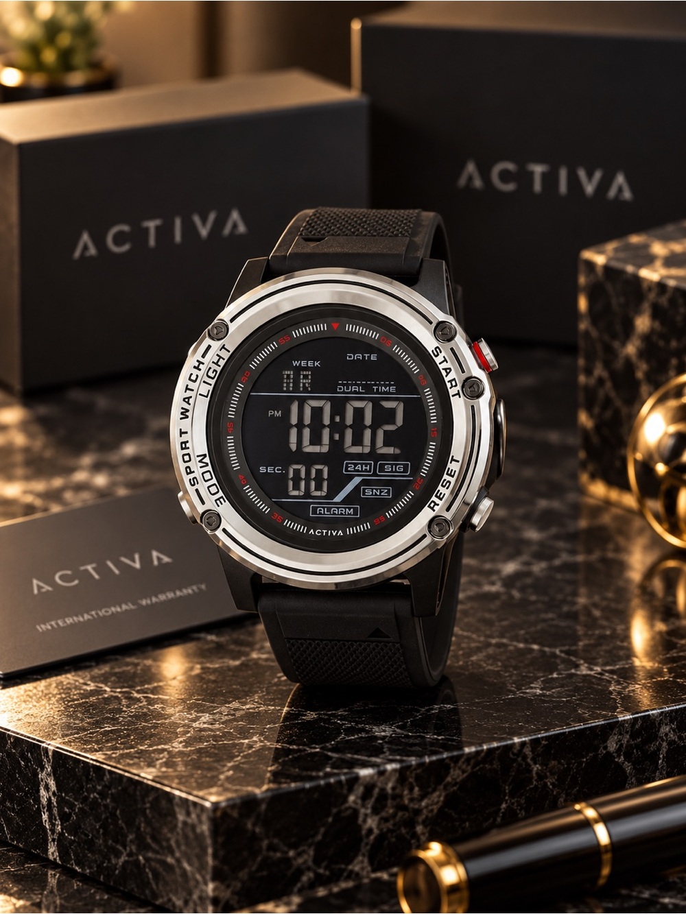Activa x Invicta Voyager Men’s Digital Watch 52mm Black NIB